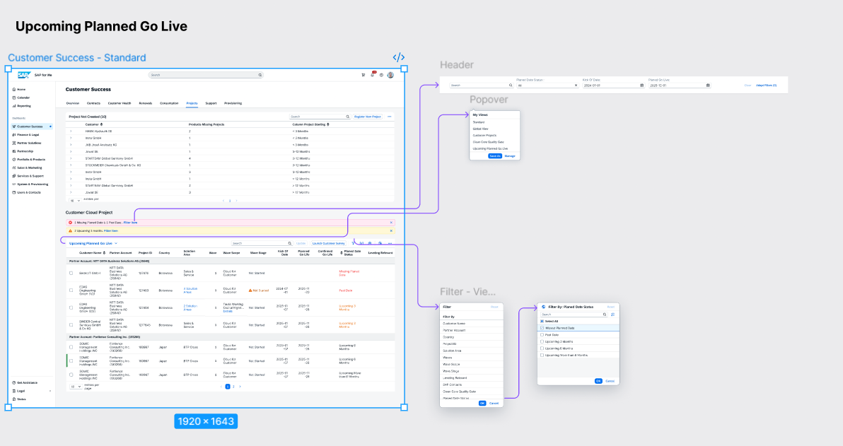 Upcoming Planned Go-Live view